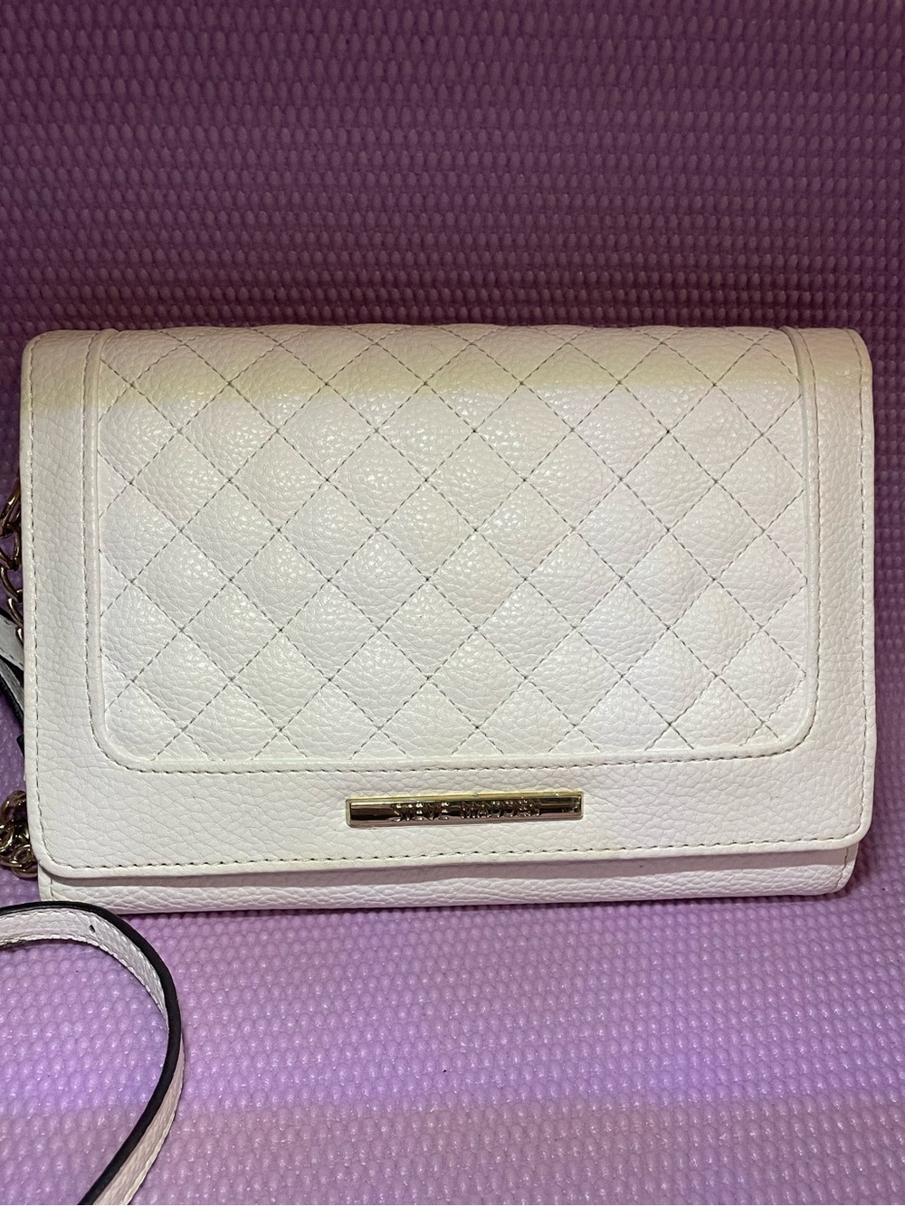 Steve Madden White Quilted Leather Crossbody